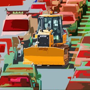 Bulldozer in Traffic