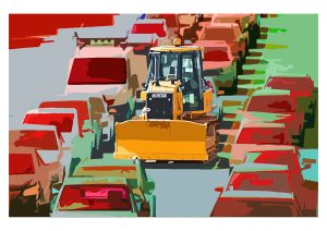 Bulldozer in Traffic